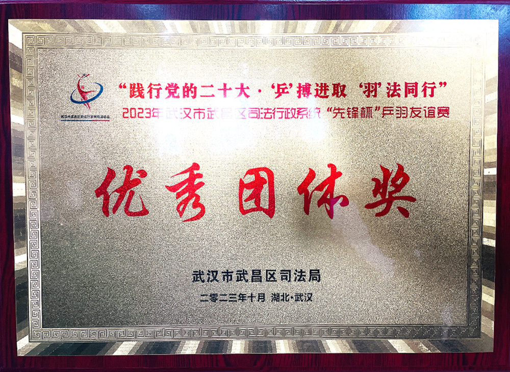 荣获“先锋杯”乒羽友谊赛“优秀团体奖”